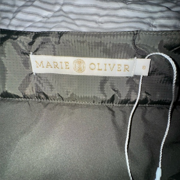 Marie Oliver Olive Green Quilted Mini Skirt Asymmetrical Zip Front High Waist - Picture 5 of 6